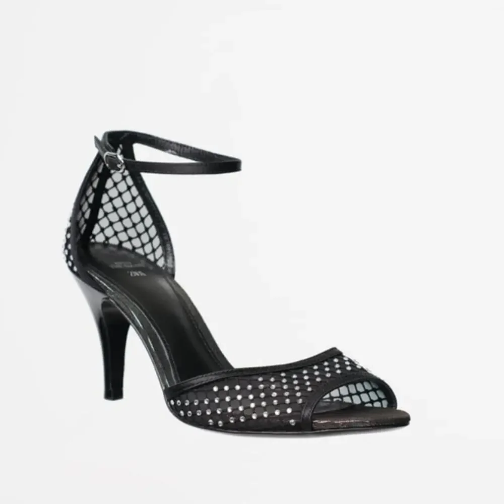 Zara Black RHINESTONE HEELED SANDALS LIMITED EDITION - Picture 1 of 13